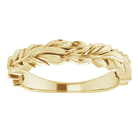 14K Yellow Stackable Leaf Ring