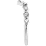 14K White Gold 1/10 CTW Natural Diamond Vintage-Inspired Contour Band