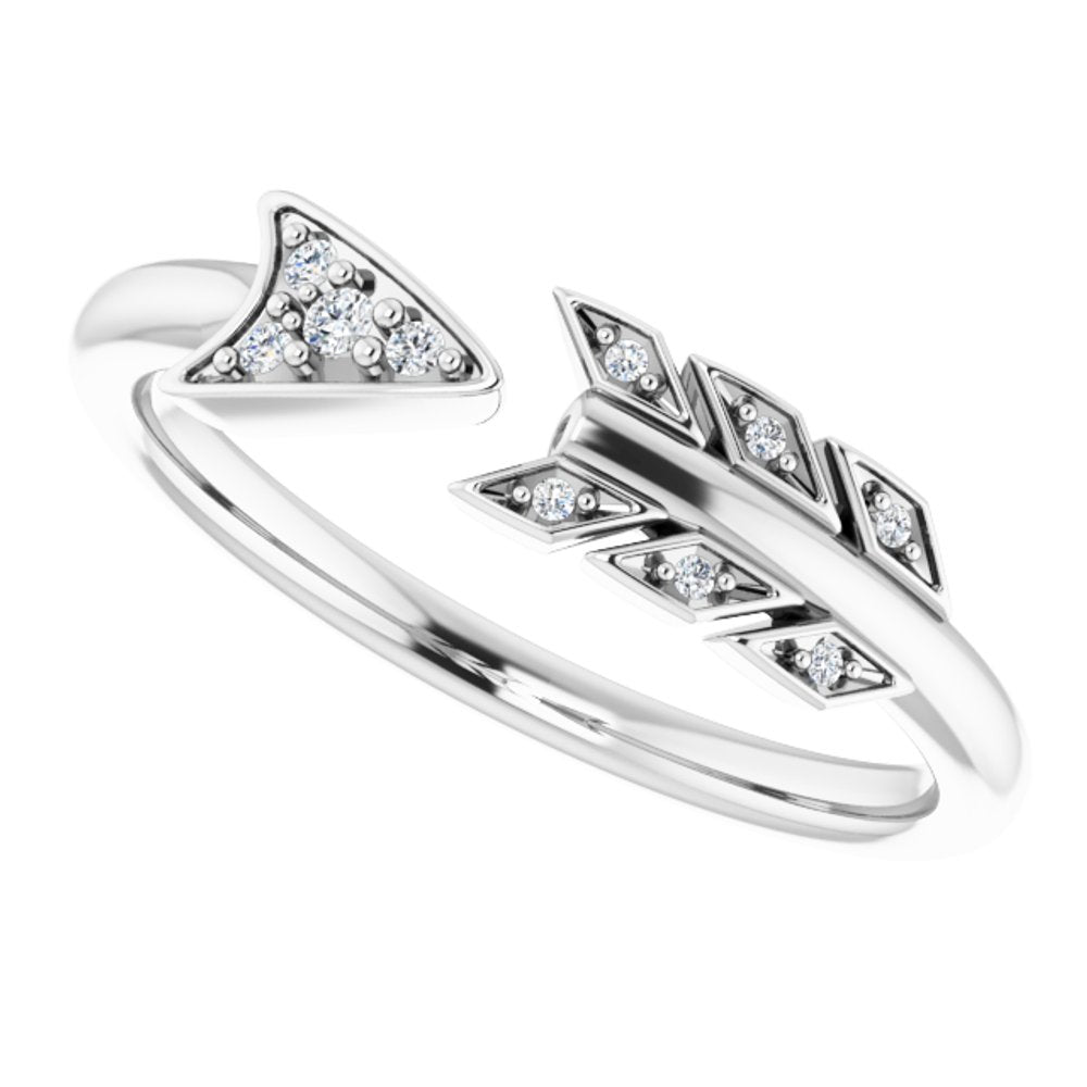 14K White .04 CTW Natural Diamond Arrow Ring