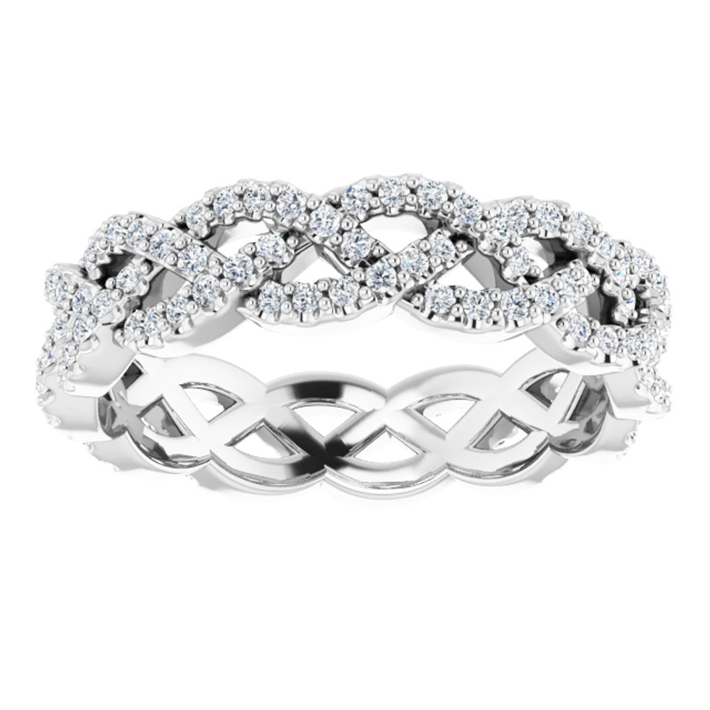 14K White Gold 5/8 CTW Natural Diamond Eternity Band Size 6.5