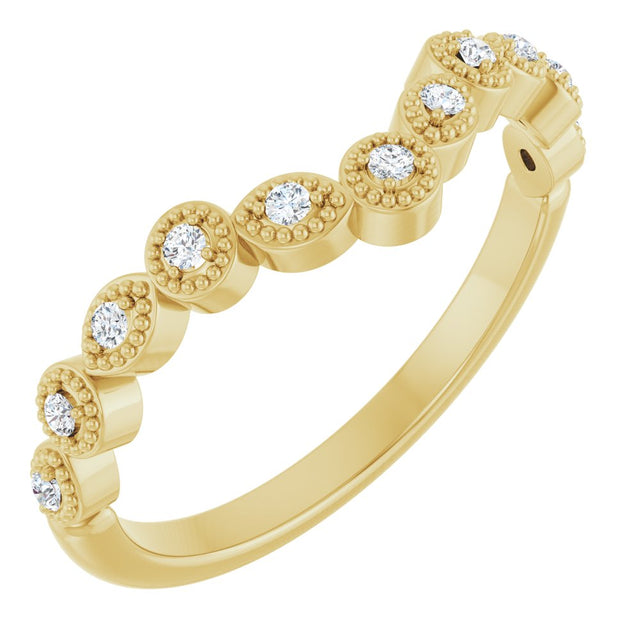 14K Yellow Gold 1/10 CTW Natural Diamond Vintage-Inspired Contour Band