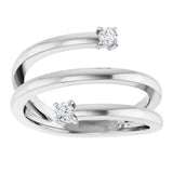 14K White Gold 1/8 CTW Natural Diamond Bypass Ring 