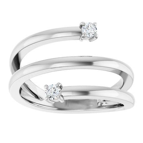 14K White Gold 1/8 CTW Natural Diamond Bypass Ring 