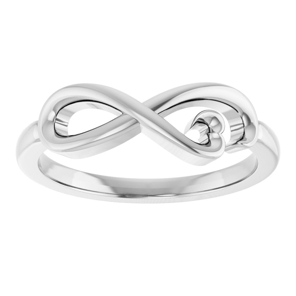 14K White Infinity-Inspired Heart Ring