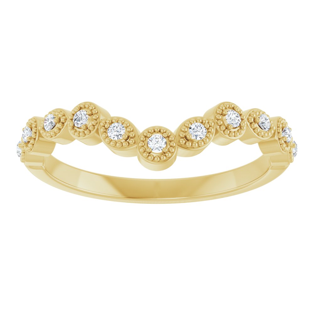 14K Yellow Gold 1/10 CTW Natural Diamond Vintage-Inspired Contour Band