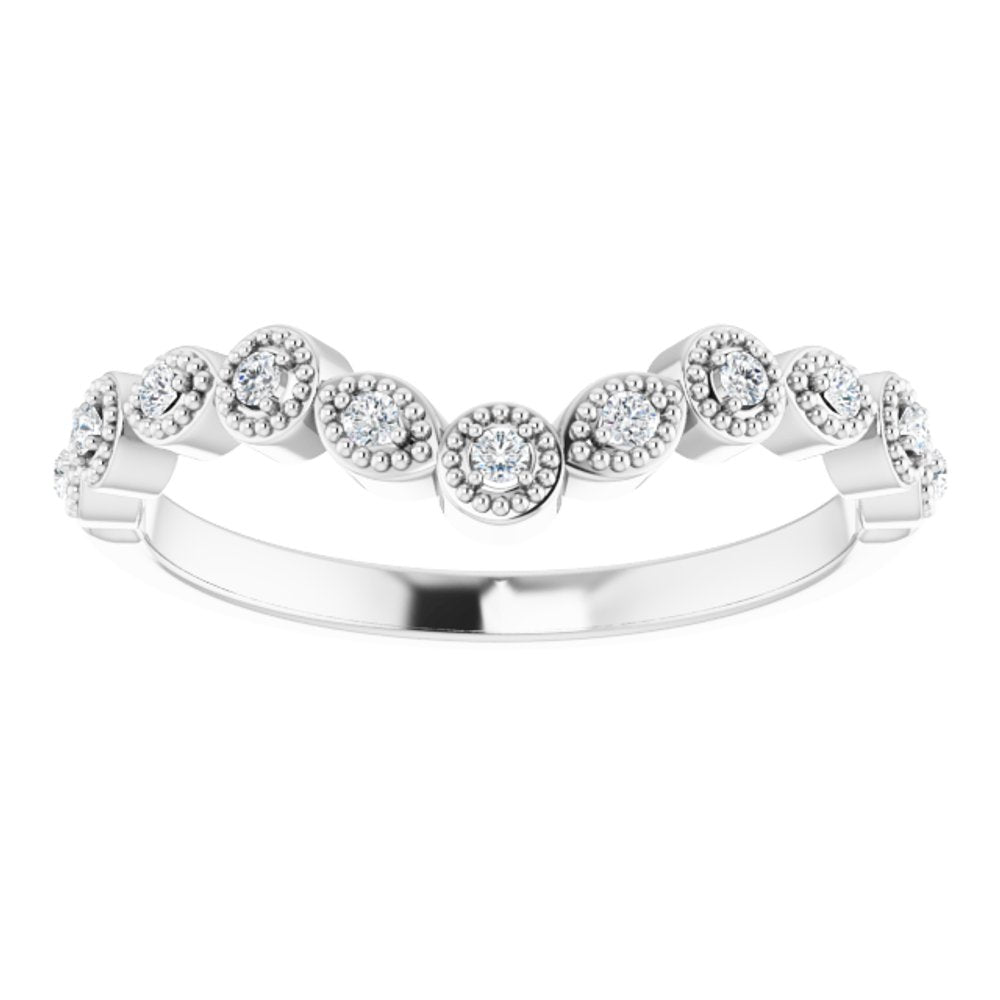 14K White 1/10 CTW Natural Diamond Vintage-Inspired Contour Band