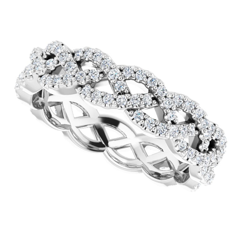 14K White Gold 5/8 CTW Natural Diamond Eternity Band Size 6.5