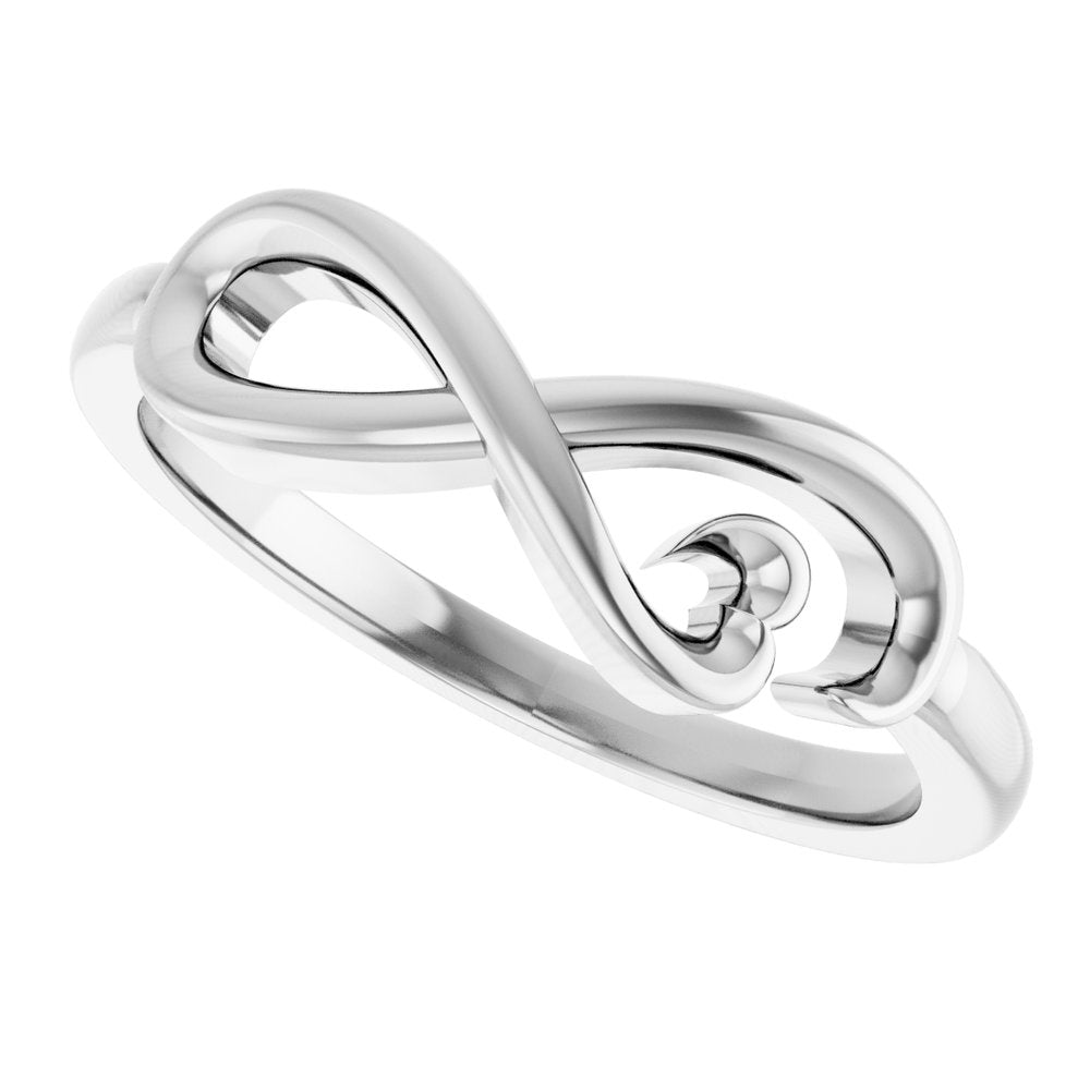 14K White Infinity-Inspired Heart Ring