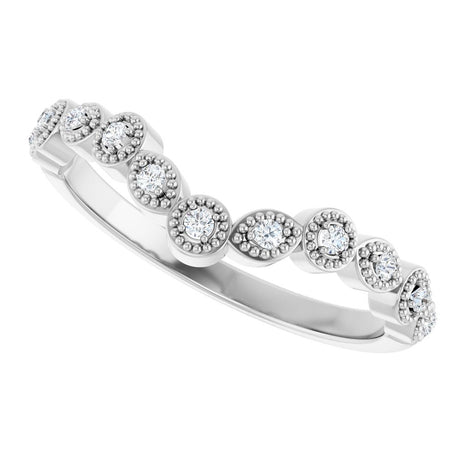 14K White Gold 1/10 CTW Natural Diamond Vintage-Inspired Contour Band