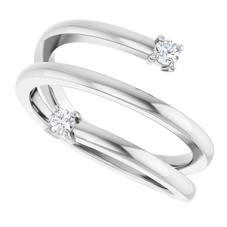 14K White Gold 1/8 CTW Natural Diamond Bypass Ring 