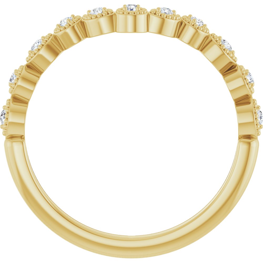 14K Yellow Gold 1/10 CTW Natural Diamond Vintage-Inspired Contour Band