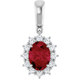 14K White Lab-Grown Ruby & 1/3 CTW Natural Diamond Pendant