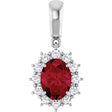 14K White Lab-Grown Ruby & 1/3 CTW Natural Diamond Pendant