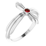 Sterling Silver Natural Mozambique Garnet Sideways Cross Ring