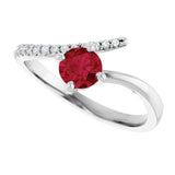 Sterling Silver Lab-Grown Ruby & 1/10 CTW Natural Diamond Bypass Ring