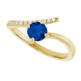 14K Yellow Natural Blue Sapphire & 1/10 CTW Natural Diamond Bypass Ring