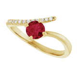 14K Yellow Natural Ruby & 1/10 CTW Natural Diamond Bypass Ring