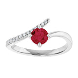 Sterling Silver Lab-Grown Ruby & 1/10 CTW Natural Diamond Bypass Ring