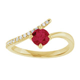 14K Yellow Natural Ruby & 1/10 CTW Natural Diamond Bypass Ring