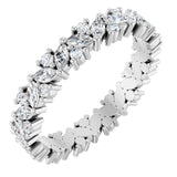 14K White 1 1/5 CTW Natural Diamond Cluster Eternity Band Size 7