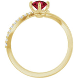 14K Yellow Natural Ruby & 1/10 CTW Natural Diamond Bypass Ring