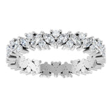 14K White 1 1/5 CTW Natural Diamond Cluster Eternity Band Size 7