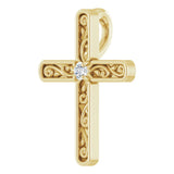 14K Yellow .03 CT Natural Diamond Cross Pendant