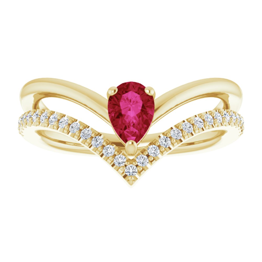 14K Yellow Natural Ruby & 1/6 CTW Natural Diamond Ring