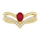 14K Yellow Gold Natural Ruby & 1/6 CTW Natural Diamond Ring