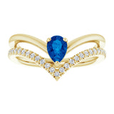 14K Yellow Natural Blue Sapphire & 1/6 CTW Natural Diamond Ring