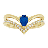 14K Yellow Gold Natural Blue Sapphire & 1/6 CTW Natural Diamond Ring