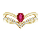 14K Yellow Gold Natural Ruby & 1/6 CTW Natural Diamond Ring
