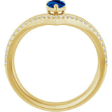 14K Yellow Gold Natural Blue Sapphire & 1/6 CTW Natural Diamond Ring