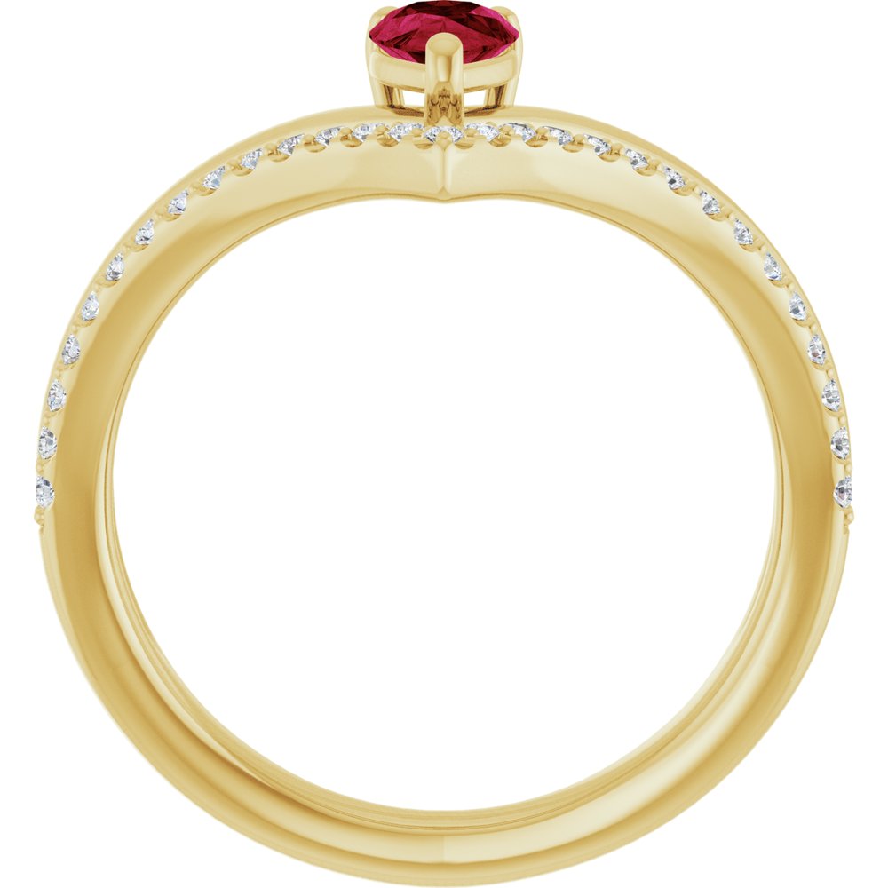 14K Yellow Gold Natural Ruby & 1/6 CTW Natural Diamond Ring