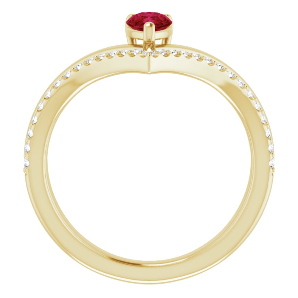14K Yellow Gold Natural Ruby & 1/6 CTW Natural Diamond Ring