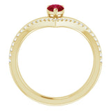 14K Yellow Gold Natural Ruby & 1/6 CTW Natural Diamond Ring