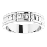 14K White 6 mm Pattern Band Size 11