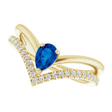 14K Yellow Lab-Grown Blue Sapphire & 1/6 CTW Natural Diamond Ring