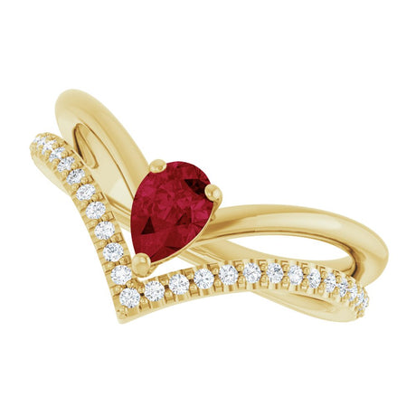 14K Yellow Gold Natural Ruby & 1/6 CTW Natural Diamond Ring