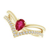 14K Yellow Gold Natural Ruby & 1/6 CTW Natural Diamond Ring