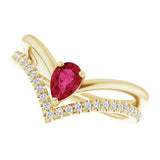 14K Yellow Natural Ruby & 1/6 CTW Natural Diamond Ring