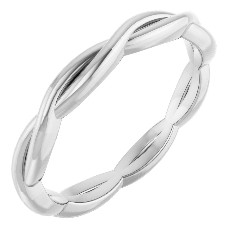 10K White 2.2 mm Woven-Design Band Size 7