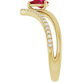 14K Yellow Gold Natural Ruby & 1/6 CTW Natural Diamond Ring