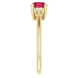 14K Yellow Lab-Grown Ruby & .06 CTW Natural Diamond Ring