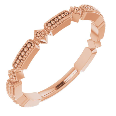 14K Rose Stackable Bead Ring