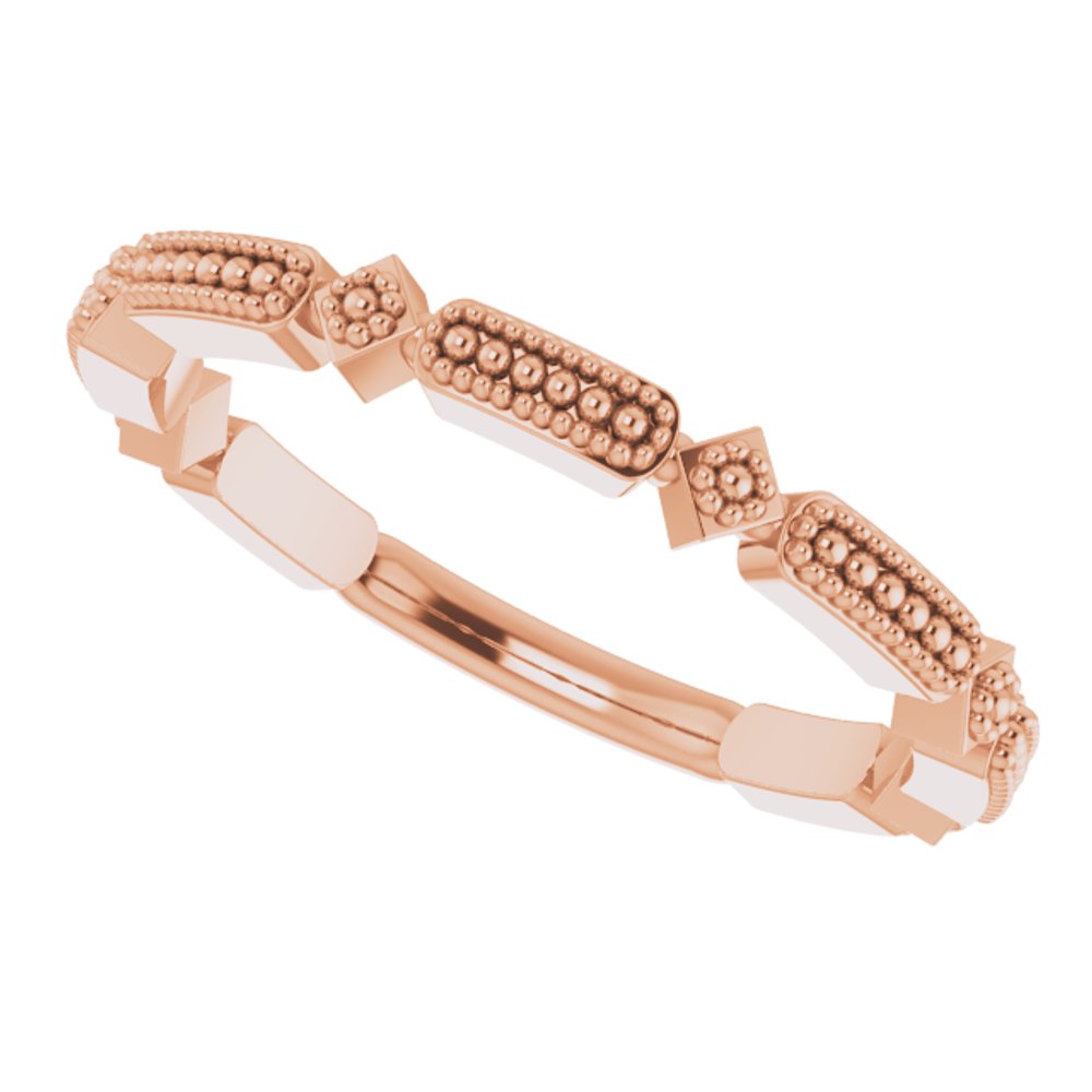 14K Rose Stackable Bead Ring