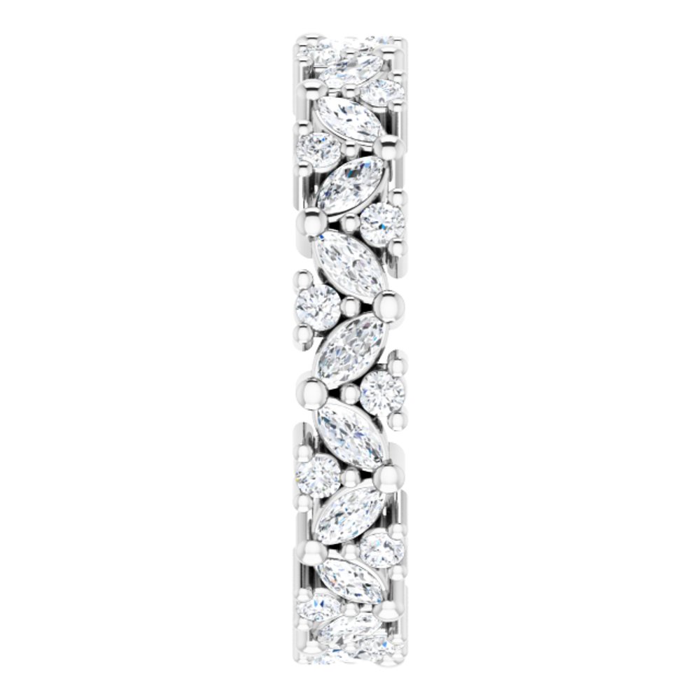 14K White 3/4 CTW Natural Diamond Cluster Eternity Band Size 5