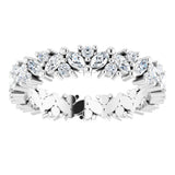 14K White 3/4 CTW Natural Diamond Cluster Eternity Band Size 5