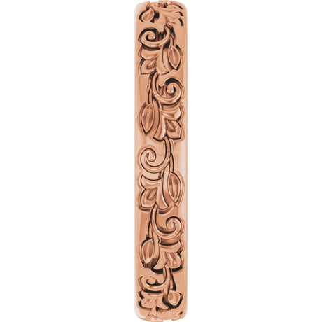 14K Rose Gold 3 mm Floral Half Round Band Size 7