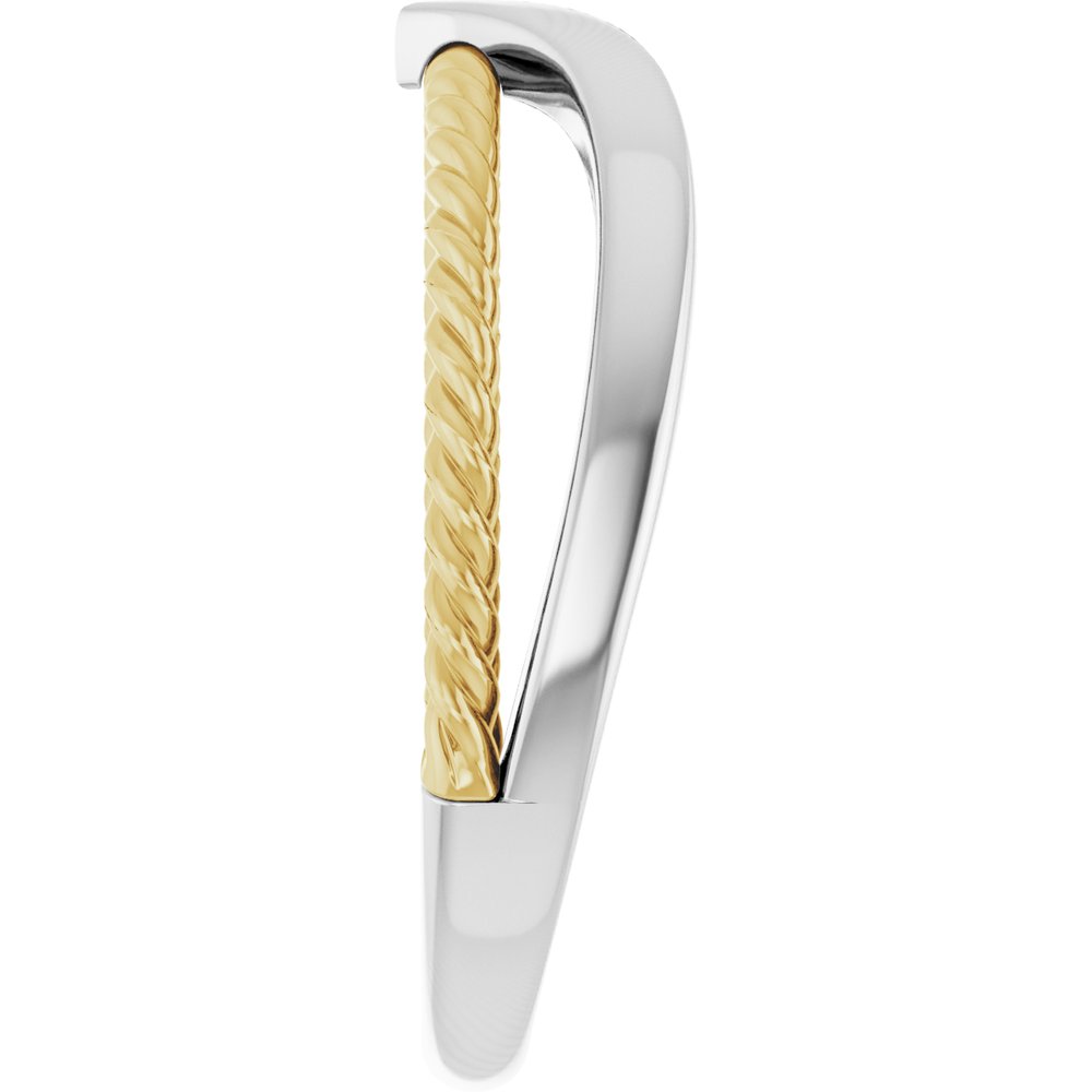 14K White & Yellow Negative Space Rope Ring